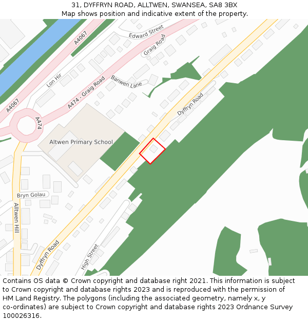 31, DYFFRYN ROAD, ALLTWEN, SWANSEA, SA8 3BX: Location map and indicative extent of plot
