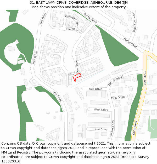 31, EAST LAWN DRIVE, DOVERIDGE, ASHBOURNE, DE6 5JN: Location map and indicative extent of plot