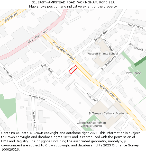 31, EASTHAMPSTEAD ROAD, WOKINGHAM, RG40 2EA: Location map and indicative extent of plot