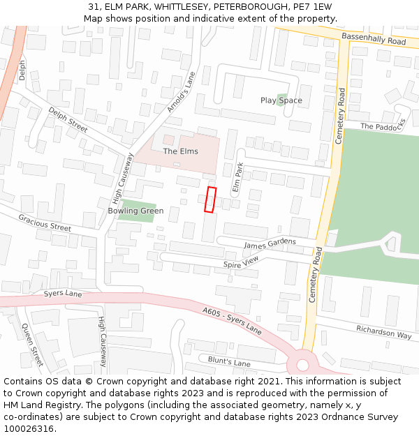 31, ELM PARK, WHITTLESEY, PETERBOROUGH, PE7 1EW: Location map and indicative extent of plot