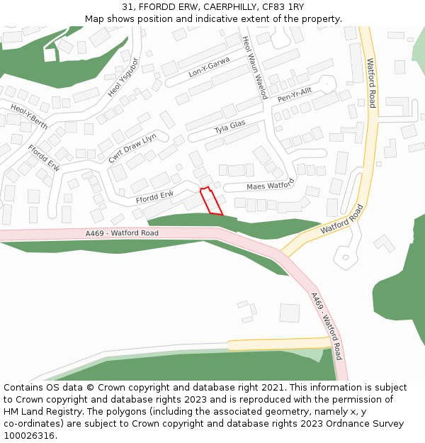 31, FFORDD ERW, CAERPHILLY, CF83 1RY: Location map and indicative extent of plot