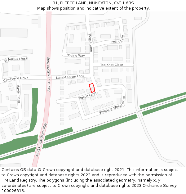 31, FLEECE LANE, NUNEATON, CV11 6BS: Location map and indicative extent of plot