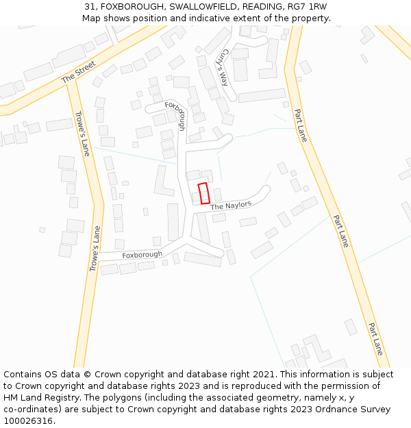 31, FOXBOROUGH, SWALLOWFIELD, READING, RG7 1RW: Location map and indicative extent of plot