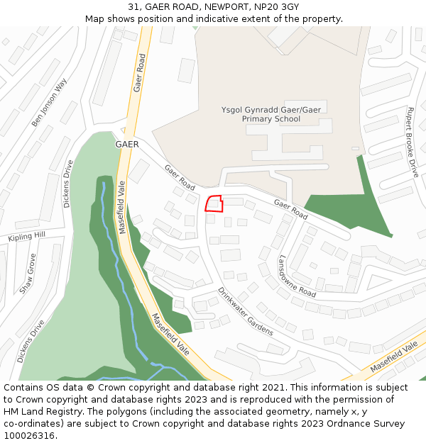 31, GAER ROAD, NEWPORT, NP20 3GY: Location map and indicative extent of plot