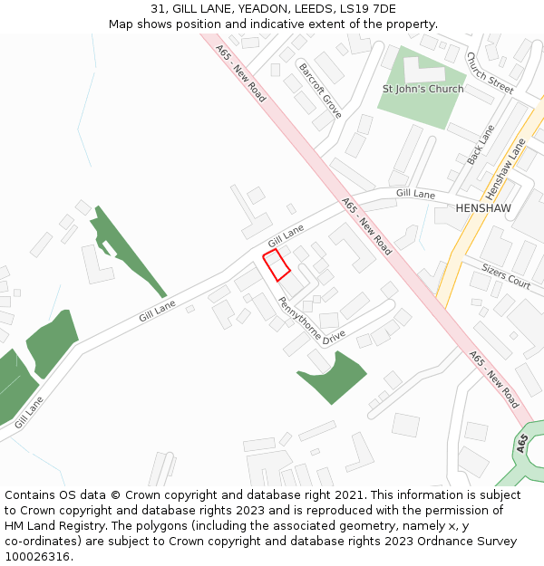 31, GILL LANE, YEADON, LEEDS, LS19 7DE: Location map and indicative extent of plot