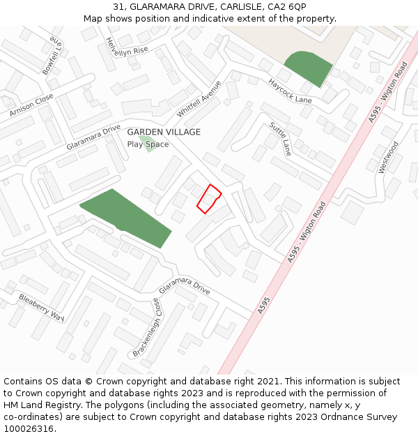 31, GLARAMARA DRIVE, CARLISLE, CA2 6QP: Location map and indicative extent of plot
