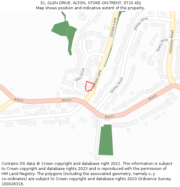 31, GLEN DRIVE, ALTON, STOKE-ON-TRENT, ST10 4DJ: Location map and indicative extent of plot