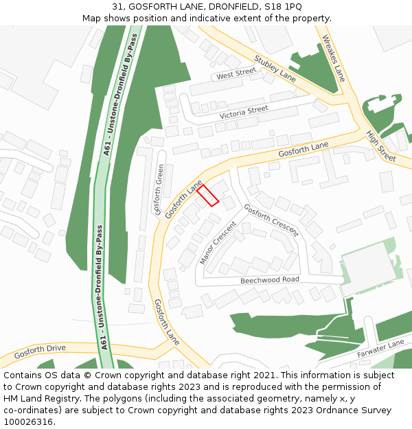 31, GOSFORTH LANE, DRONFIELD, S18 1PQ: Location map and indicative extent of plot