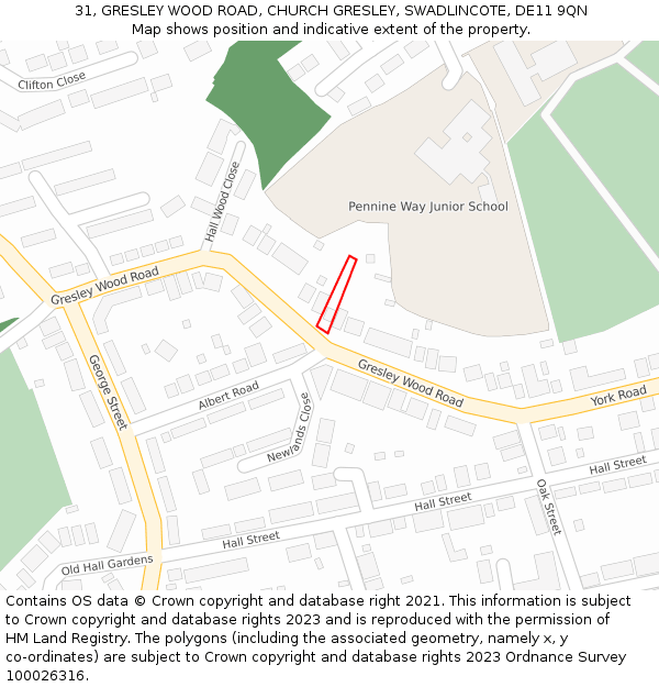 31, GRESLEY WOOD ROAD, CHURCH GRESLEY, SWADLINCOTE, DE11 9QN: Location map and indicative extent of plot