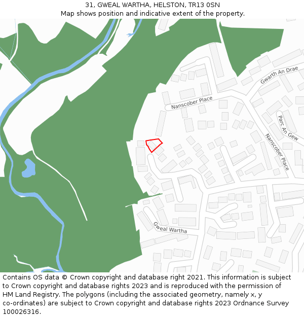 31, GWEAL WARTHA, HELSTON, TR13 0SN: Location map and indicative extent of plot