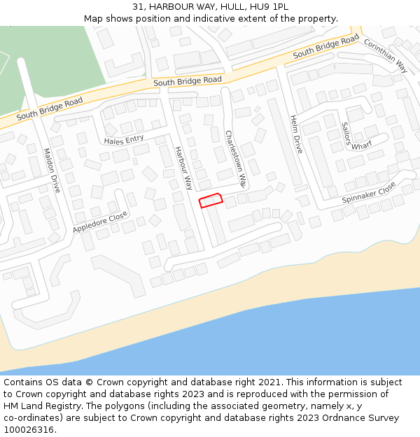 31, HARBOUR WAY, HULL, HU9 1PL: Location map and indicative extent of plot