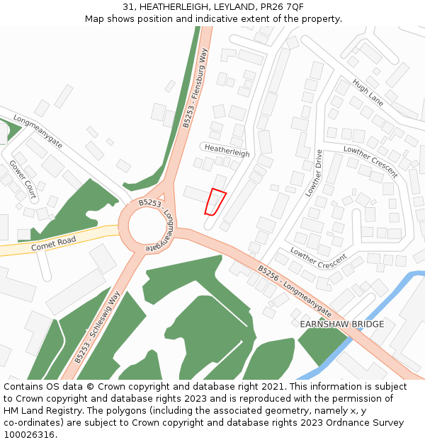 31, HEATHERLEIGH, LEYLAND, PR26 7QF: Location map and indicative extent of plot