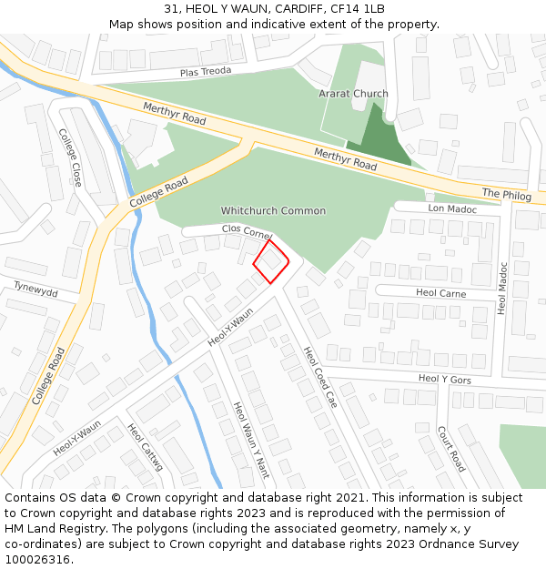 31, HEOL Y WAUN, CARDIFF, CF14 1LB: Location map and indicative extent of plot