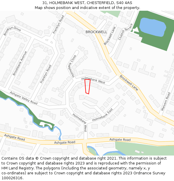 31, HOLMEBANK WEST, CHESTERFIELD, S40 4AS: Location map and indicative extent of plot