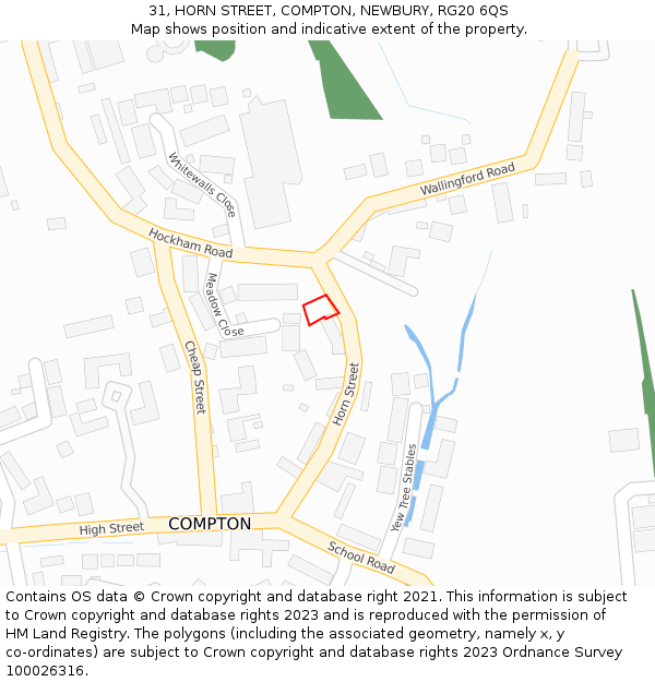 31, HORN STREET, COMPTON, NEWBURY, RG20 6QS: Location map and indicative extent of plot
