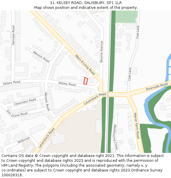 31, KELSEY ROAD, SALISBURY, SP1 1LA: Location map and indicative extent of plot
