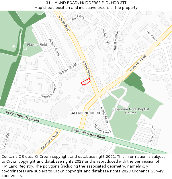 31, LAUND ROAD, HUDDERSFIELD, HD3 3TT: Location map and indicative extent of plot