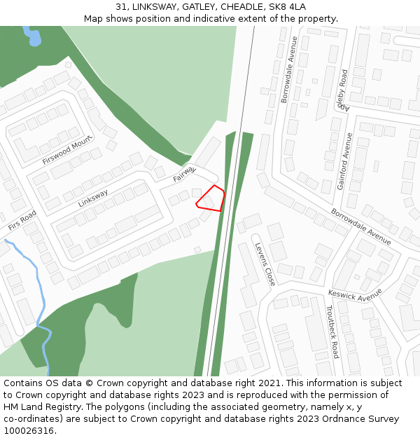 31, LINKSWAY, GATLEY, CHEADLE, SK8 4LA: Location map and indicative extent of plot