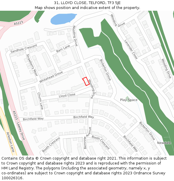 31, LLOYD CLOSE, TELFORD, TF3 5JE: Location map and indicative extent of plot