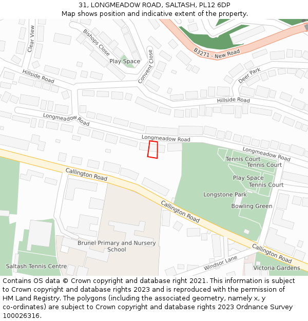 31, LONGMEADOW ROAD, SALTASH, PL12 6DP: Location map and indicative extent of plot