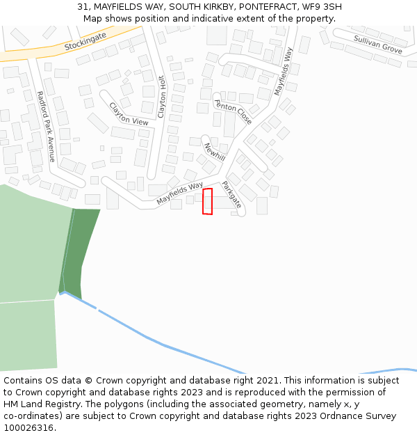 31, MAYFIELDS WAY, SOUTH KIRKBY, PONTEFRACT, WF9 3SH: Location map and indicative extent of plot