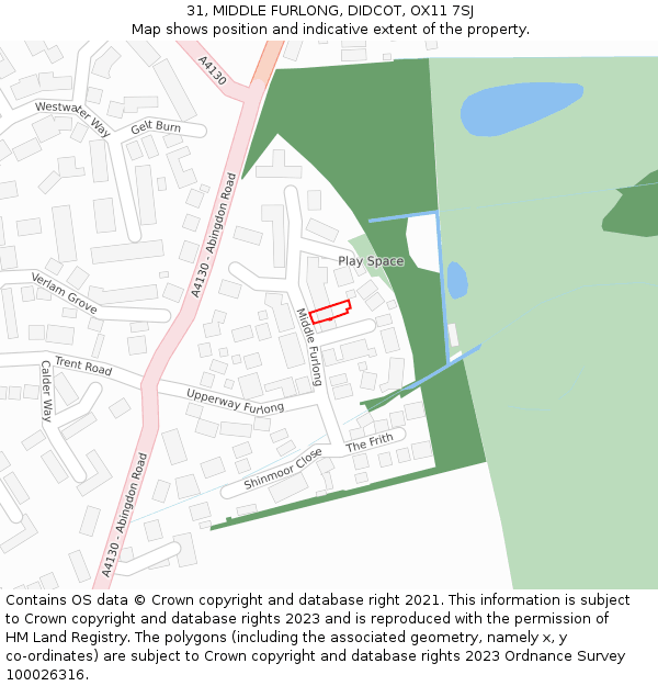 31, MIDDLE FURLONG, DIDCOT, OX11 7SJ: Location map and indicative extent of plot