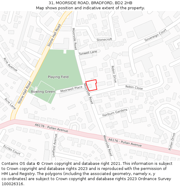 31, MOORSIDE ROAD, BRADFORD, BD2 2HB: Location map and indicative extent of plot