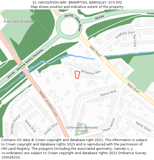 31, NAVIGATION WAY, BRAMPTON, BARNSLEY, S73 0YD: Location map and indicative extent of plot