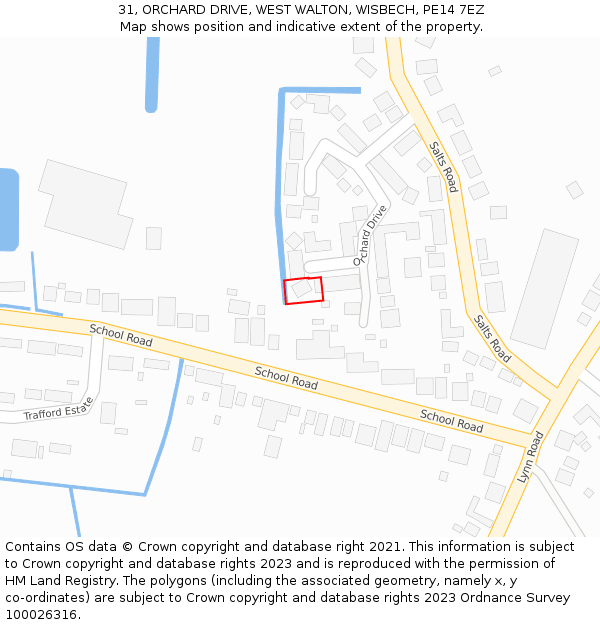 31, ORCHARD DRIVE, WEST WALTON, WISBECH, PE14 7EZ: Location map and indicative extent of plot
