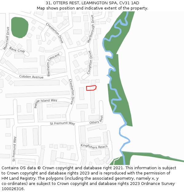 31, OTTERS REST, LEAMINGTON SPA, CV31 1AD: Location map and indicative extent of plot