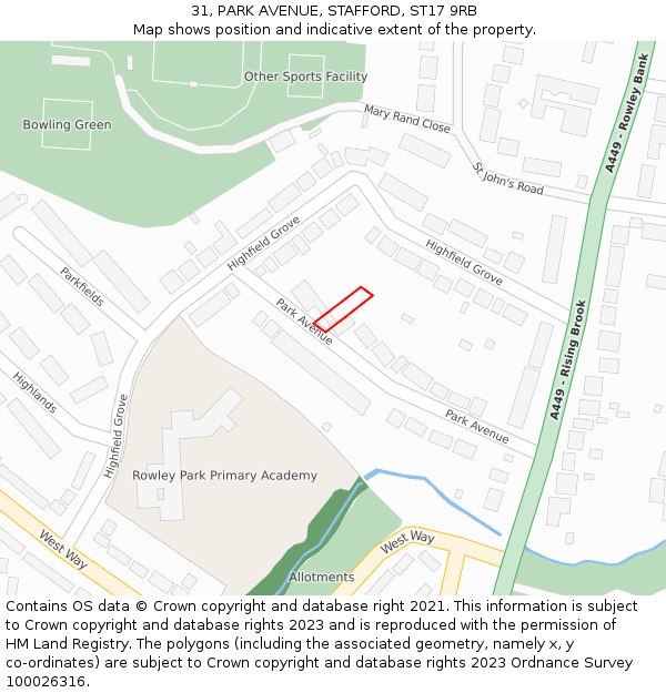 31, PARK AVENUE, STAFFORD, ST17 9RB: Location map and indicative extent of plot