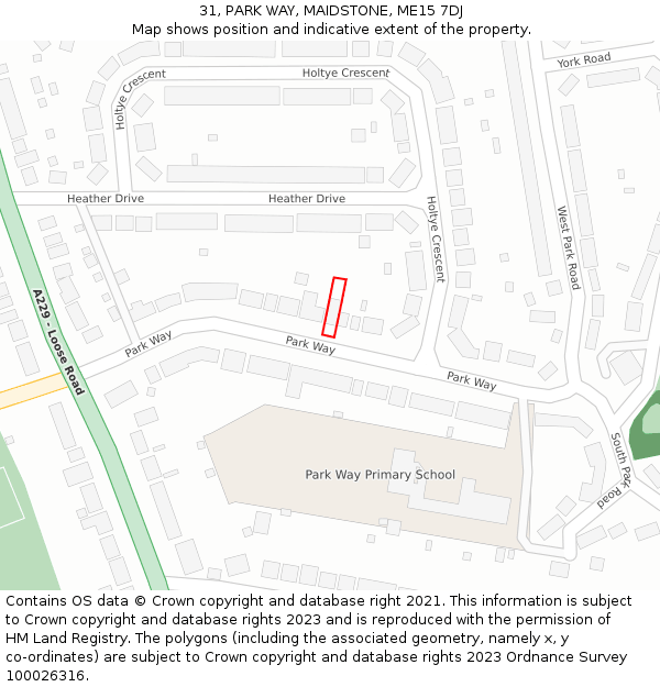 31, PARK WAY, MAIDSTONE, ME15 7DJ: Location map and indicative extent of plot