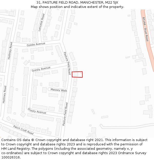 31, PASTURE FIELD ROAD, MANCHESTER, M22 5JX: Location map and indicative extent of plot