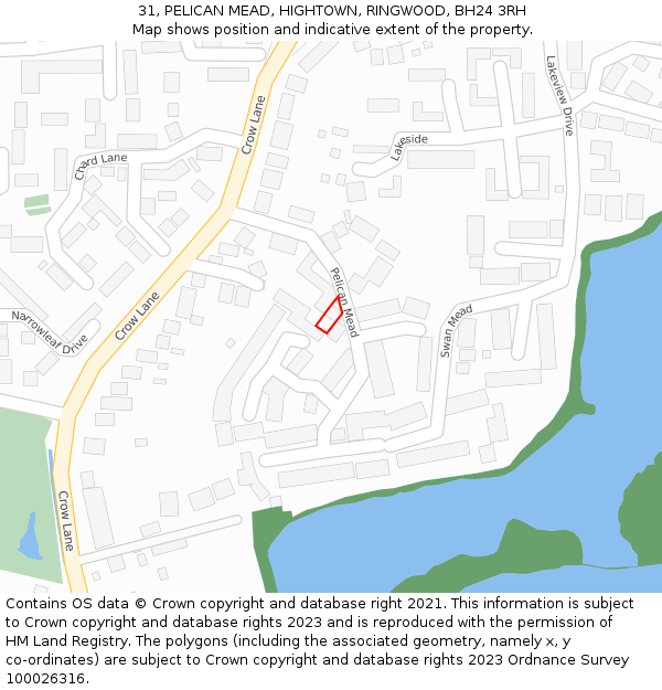 31, PELICAN MEAD, HIGHTOWN, RINGWOOD, BH24 3RH: Location map and indicative extent of plot