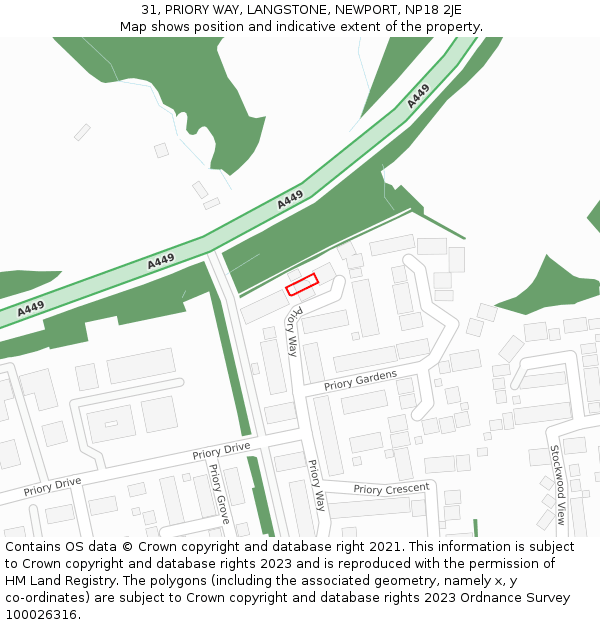 31, PRIORY WAY, LANGSTONE, NEWPORT, NP18 2JE: Location map and indicative extent of plot