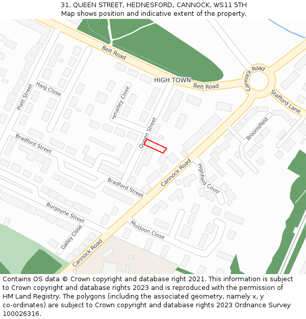 31, QUEEN STREET, HEDNESFORD, CANNOCK, WS11 5TH: Location map and indicative extent of plot