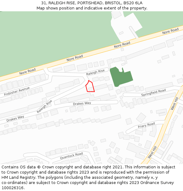 31, RALEIGH RISE, PORTISHEAD, BRISTOL, BS20 6LA: Location map and indicative extent of plot