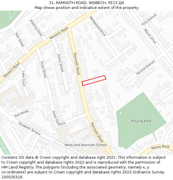 31, RAMNOTH ROAD, WISBECH, PE13 2JA: Location map and indicative extent of plot