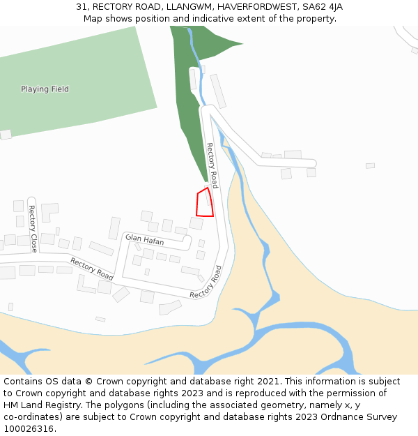 31, RECTORY ROAD, LLANGWM, HAVERFORDWEST, SA62 4JA: Location map and indicative extent of plot