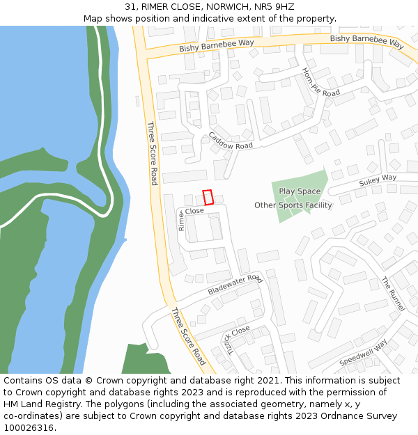 31, RIMER CLOSE, NORWICH, NR5 9HZ: Location map and indicative extent of plot