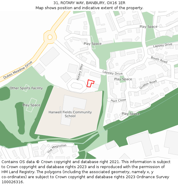 31, ROTARY WAY, BANBURY, OX16 1ER: Location map and indicative extent of plot