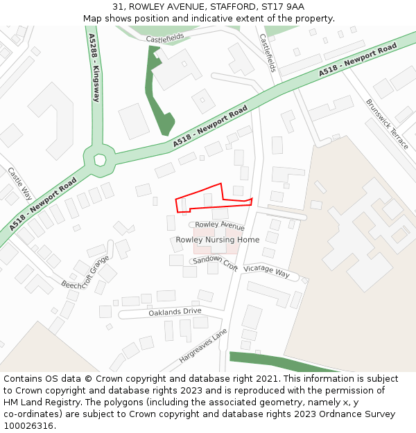 31, ROWLEY AVENUE, STAFFORD, ST17 9AA: Location map and indicative extent of plot