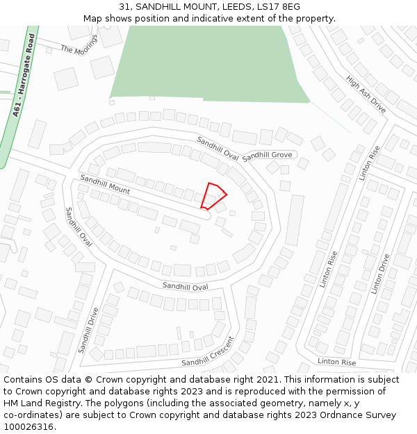 31, SANDHILL MOUNT, LEEDS, LS17 8EG: Location map and indicative extent of plot