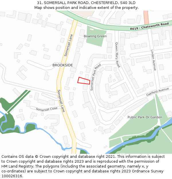 31, SOMERSALL PARK ROAD, CHESTERFIELD, S40 3LD: Location map and indicative extent of plot