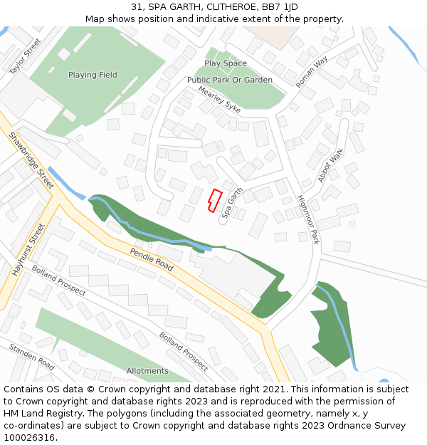 31, SPA GARTH, CLITHEROE, BB7 1JD: Location map and indicative extent of plot