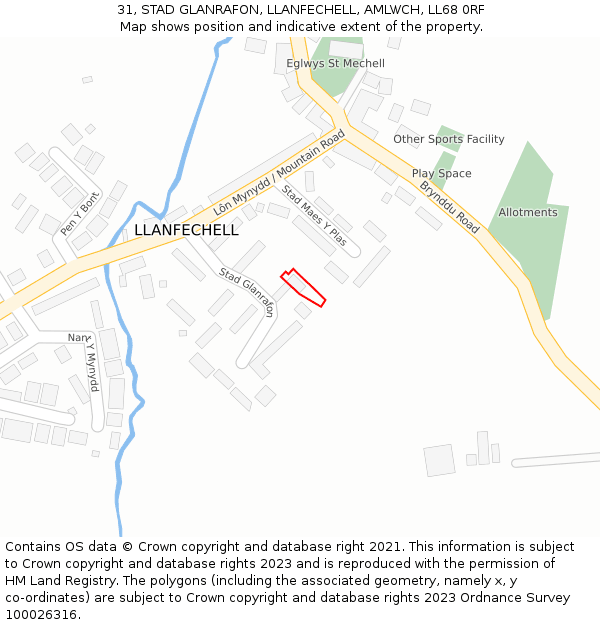 31, STAD GLANRAFON, LLANFECHELL, AMLWCH, LL68 0RF: Location map and indicative extent of plot