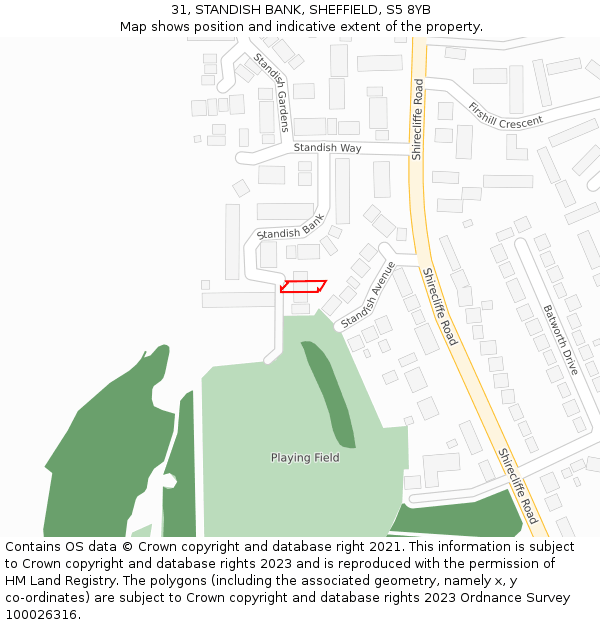 31, STANDISH BANK, SHEFFIELD, S5 8YB: Location map and indicative extent of plot