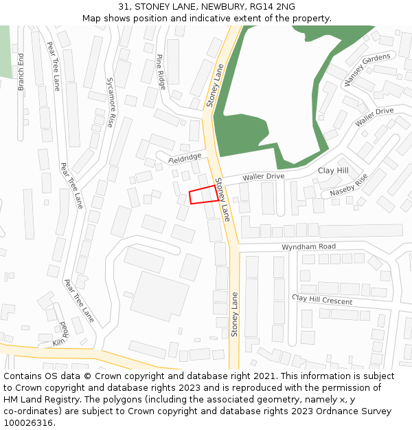 31, STONEY LANE, NEWBURY, RG14 2NG: Location map and indicative extent of plot