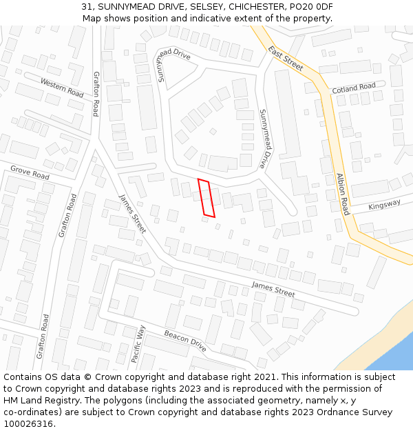 31, SUNNYMEAD DRIVE, SELSEY, CHICHESTER, PO20 0DF: Location map and indicative extent of plot