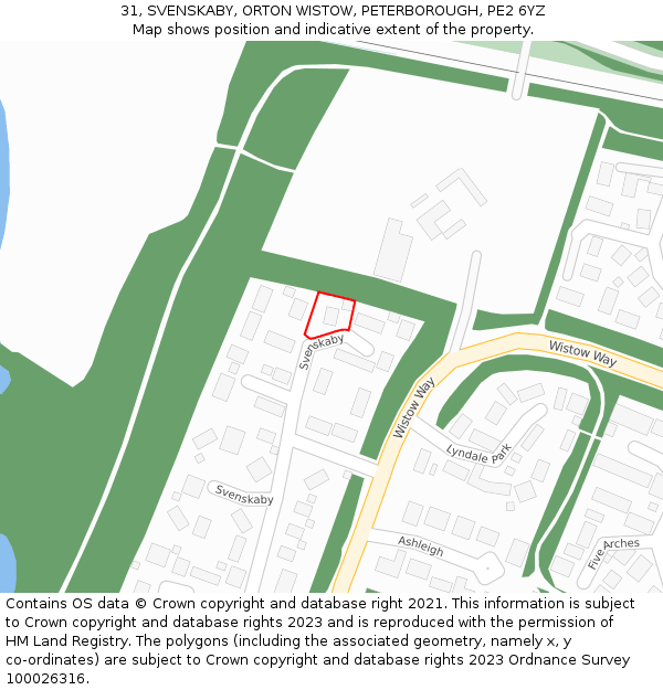 31, SVENSKABY, ORTON WISTOW, PETERBOROUGH, PE2 6YZ: Location map and indicative extent of plot